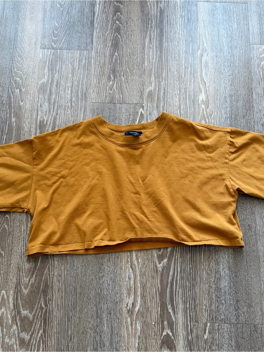 Forever 21 Mustard Cropped Crewneck Tee